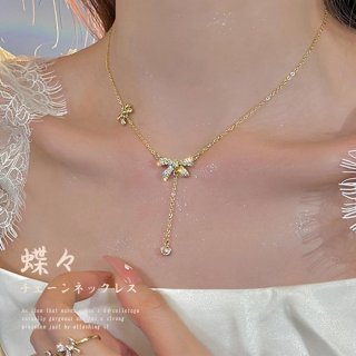 蝶々チェーンネックレスレディース可愛い【ゆうパケット可】