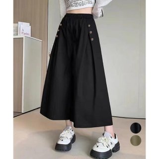 ワイドパンツ ハイウエストガウチョパンツ【ゆうパケット】