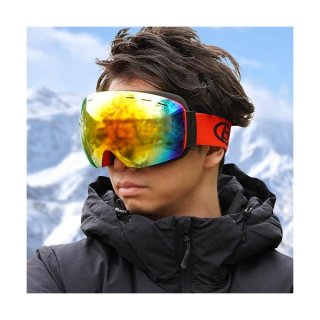 スキーゴーグル スノーゴーグル スノーボード オレンジ ゴーグル UVカット 紫外線カット スキー ゴーグル レボミラー ((S