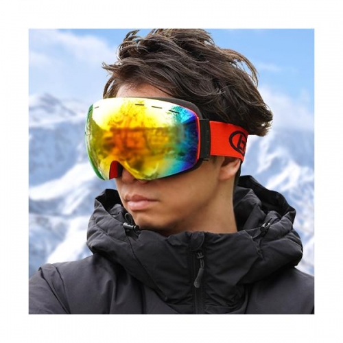 スキーゴーグル スノーゴーグル スノーボード オレンジ ゴーグル UVカット 紫外線カット スキー ゴーグル レボミラー ((S