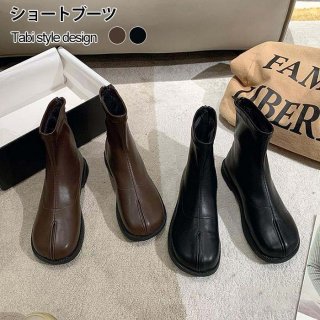 足袋ブーツ レディース シューズ ショートブーツ タビブーツ 足袋 2cmヒール レザー 軽量 ショート丈 個性的 大きいサイズ 歩きやすい 疲れにくい カジュアル
