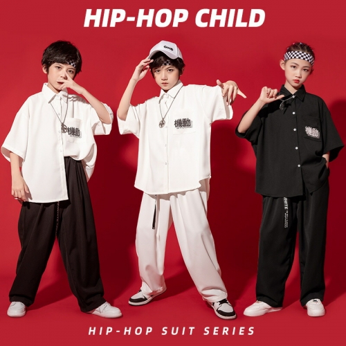 キッズダンス衣装 セットアップ 白 シャツ パンツ 2点セット 子供服 ダンス衣装 ヒップホップ ストリート 男の子 女の子 上下 ジャズダンス ダンス衣装 演出服